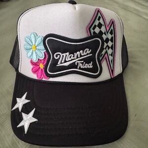 OTTO Black and White Trucker Hat with Floral Accents